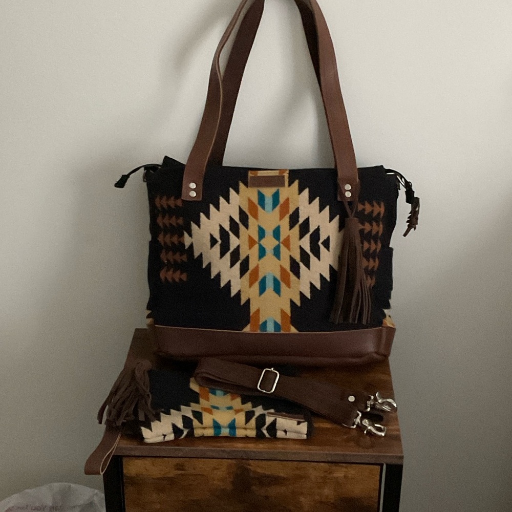Brown and Black Patterned Tote Bag, Mercy Grey Designs